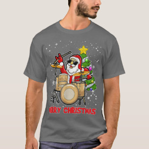 Funny God jul Drum och Santa Drummer Älskare T Shirt