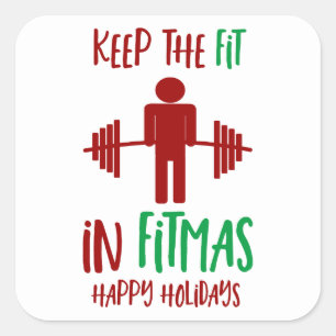 Funny God jul Fitmas Pun Trainer Fyrkantigt Klistermärke