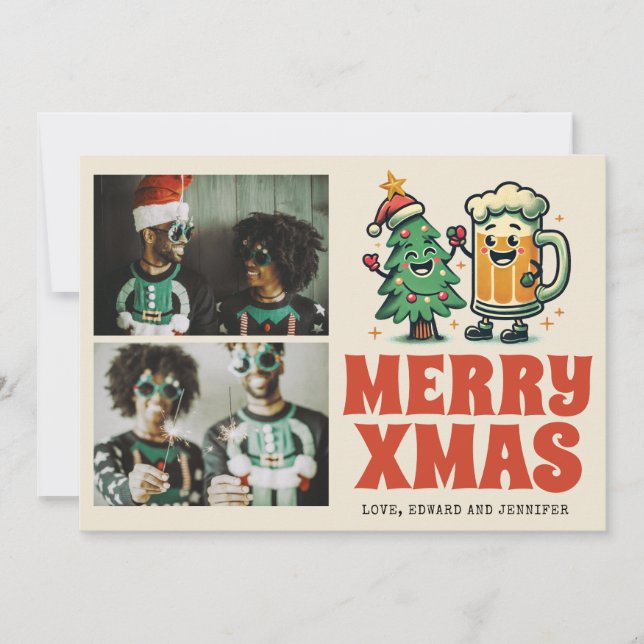 Funny God jul Groovy Photo jul Kort (Framsida)