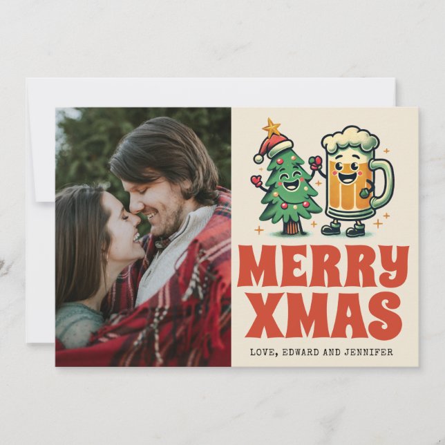 Funny God jul Groovy Photo jul Kort (Framsida)