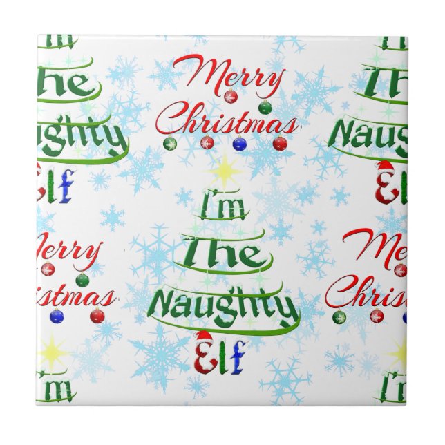 Funny God jul Helgdag Naughty Elf Kakelplatta (Framsidan)