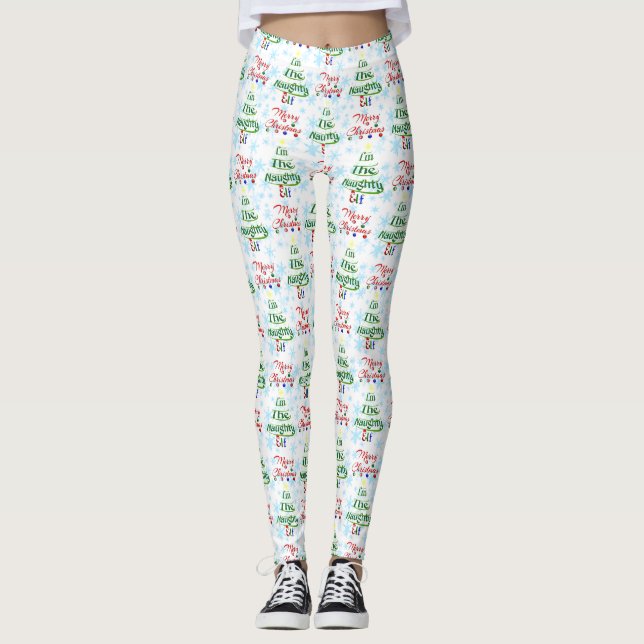 Funny God jul Helgdag Naughty Elf Leggings (Framsida)