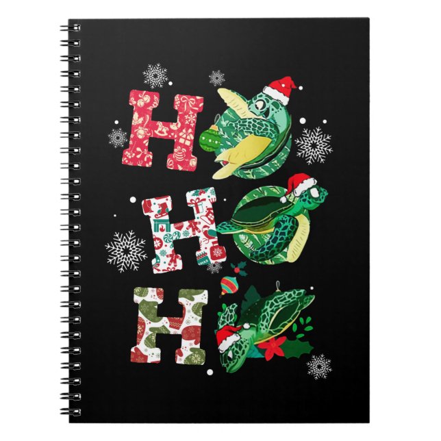 Funny God jul HO HO HO HO Turtle Santa Anteckningsbok (Framsidan)