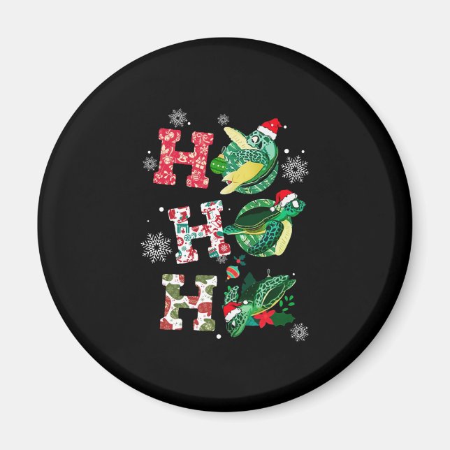 Funny God jul HO HO HO HO Turtle Santa Magnet (Framsidan)