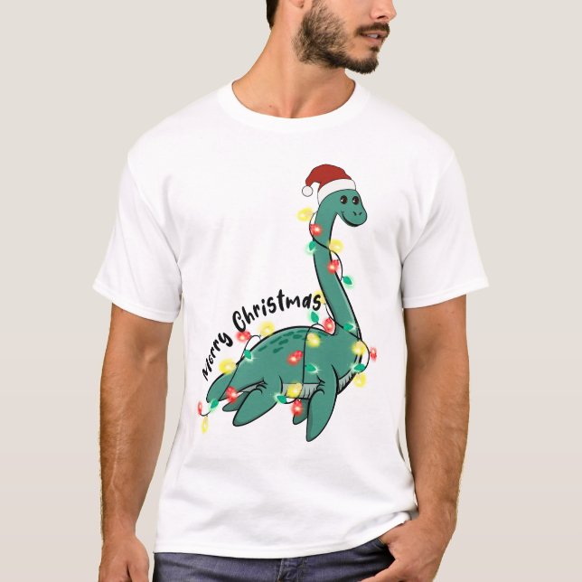Funny God jul Lochness Monster T Shirt (Framsida)