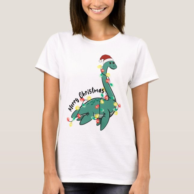 Funny God jul Lochness Monster T Shirt (Framsida)