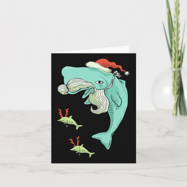 Funny God jul Ocean Whale Jultomten Kort (Framsida)