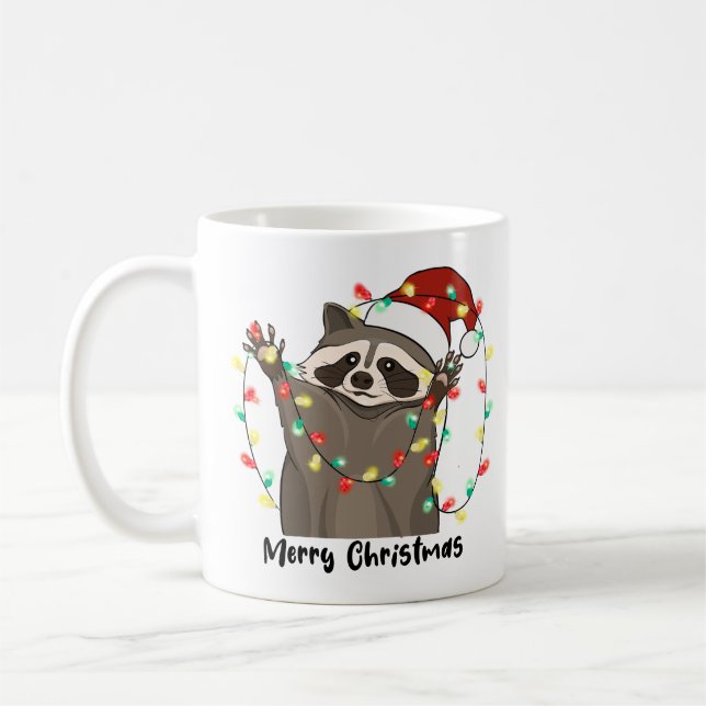 Funny God jul Raccoon Kaffemugg (Vänster)