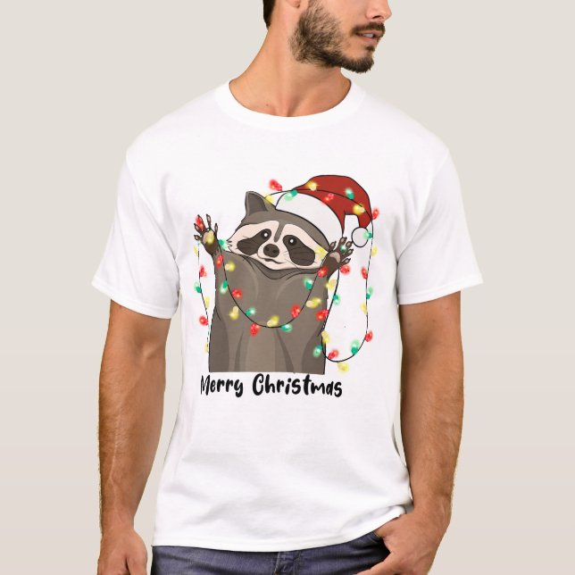 Funny God jul Raccoon T Shirt (Framsida)