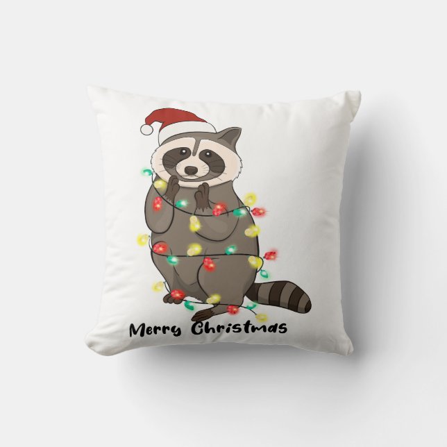 Funny God jul Racoon Kudde (Framsida)