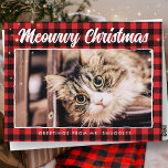 Funny God jul Red Black Play Photo Helg Vykort<br><div class="desc">Konstruktionen består av rödtjärtan och svart tjärtan plaid mönster. Lägg till ett foto av anpassningsbarna på katten. "Meowwy jul" hälsning från katten! Finns här: http://www.zazzle.com/store/selectpartysupplies</div>