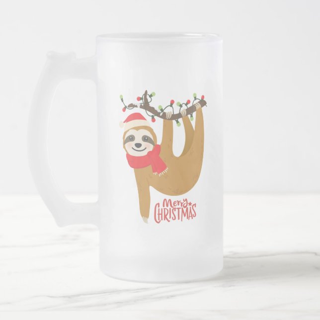 Funny God jul Sloth | HELGDAGAR Frostat Ölglas (Vänster)