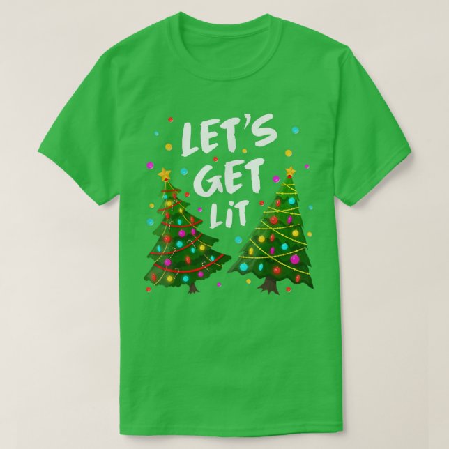 Funny God jul Träd Ljus Låt oss Lit T Shirt (Design framsida)