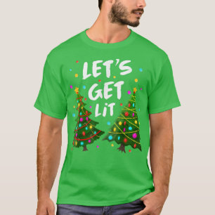 Funny God jul Träd Ljus Låt oss Lit T Shirt