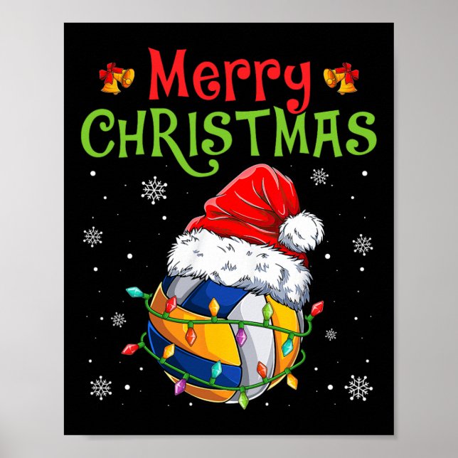 Funny God jul Volleyball Santa Hat Julafton Li Poster (Framsidan)