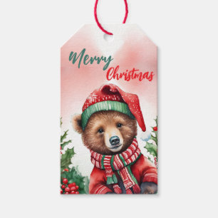 Funny God jul Wandeand Cute nalle Santa Presentetikett