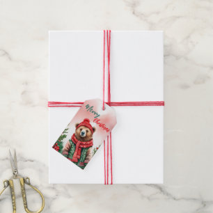 Funny God jul Wandeand Cute nalle Santa Presentetikett
