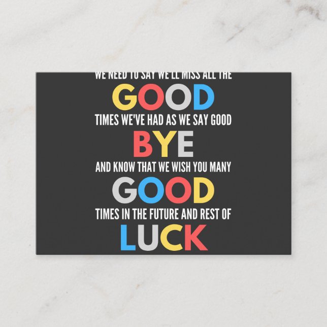 Funny Going Away Farewell Visitkort (Framsida)