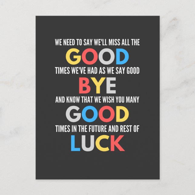 Funny Going Away Farewell Vykort (Framsida)