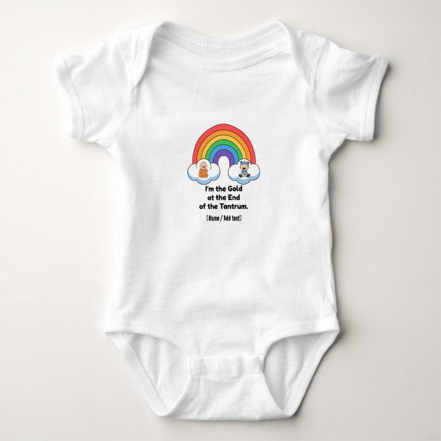Funny "Gold at the End of the Tantrum" Rainbow Bab T Shirt (Framsida)