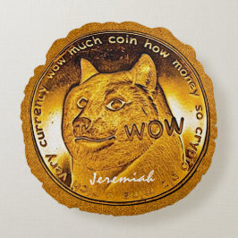 Funny Golden Dogecoin Rund Kudde