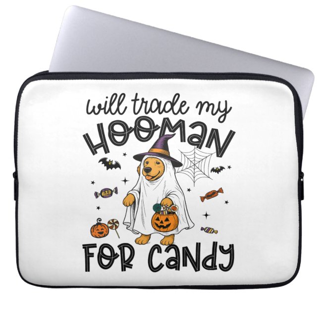 Funny Golden Hund Halloween Ghost Spooky Laptop Fodral (Framsidan)
