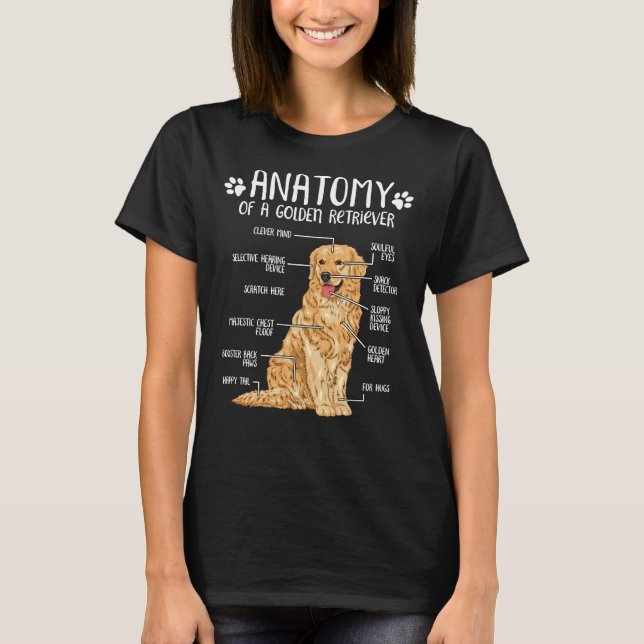 Funny Golden Retriever Anatomy Hund T Shirt (Framsida)