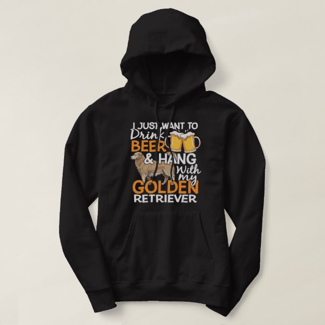 Funny Golden Retriever Beer Golden Retriever Owner Hoodie (Design framsida)