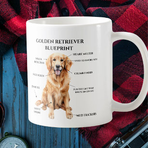 Funny Golden Retriever Blueprint Kaffemugg