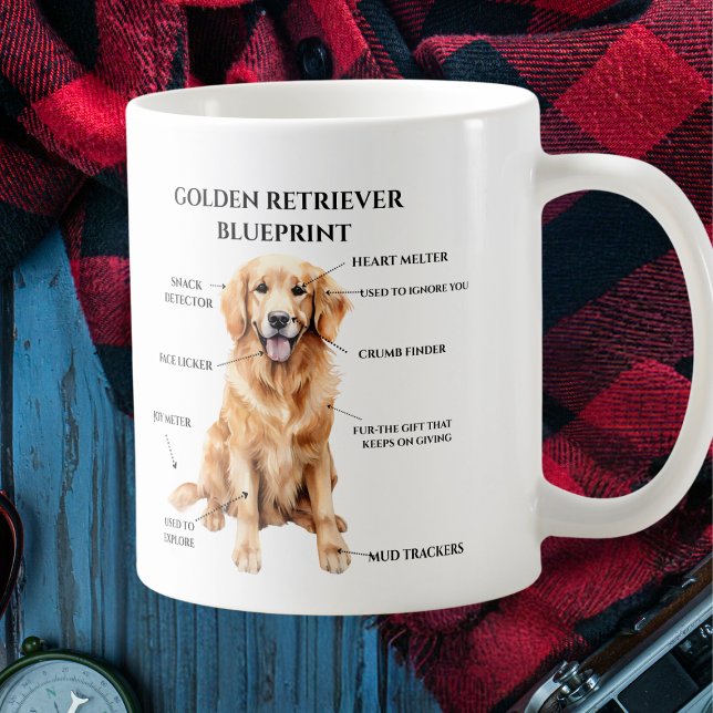 Funny Golden Retriever Blueprint Kaffemugg (Skapare uppladdad)