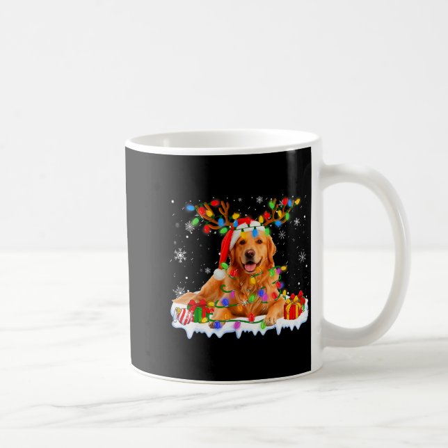 Funny Golden Retriever Christmas Santa Hat Reindee Kaffemugg (Höger)