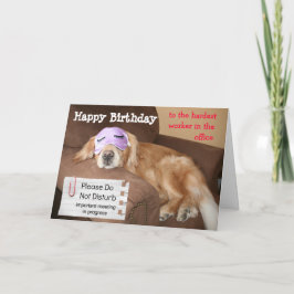 Funny Golden Retriever CoWorker Office Birthday Kort