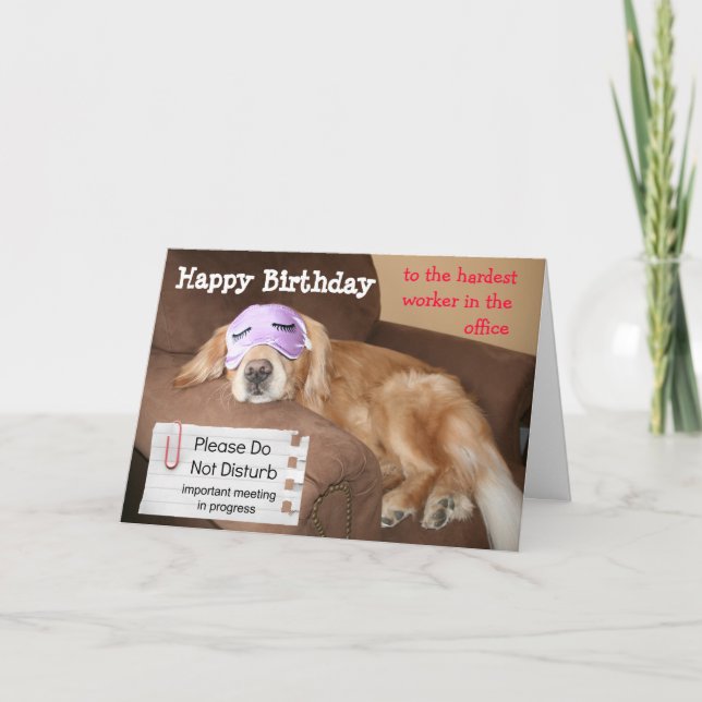 Funny Golden Retriever CoWorker Office Birthday Kort (Framsida)