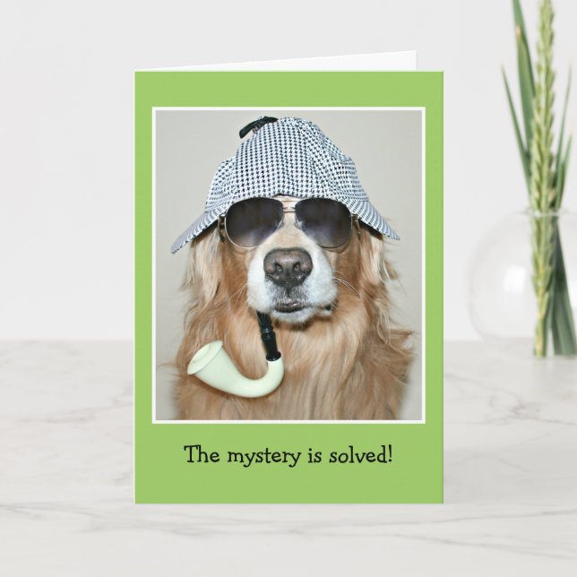 Funny Golden Retriever Detektiv Hund Birthday Kort (Framsida)