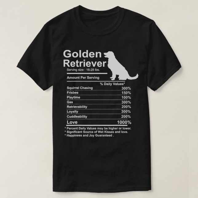 Funny Golden Retriever Facts nutrition Gift Retrie T Shirt (Design framsida)