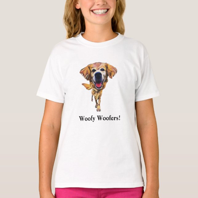 Funny Golden Retriever Girls T-Shirt (Framsida)