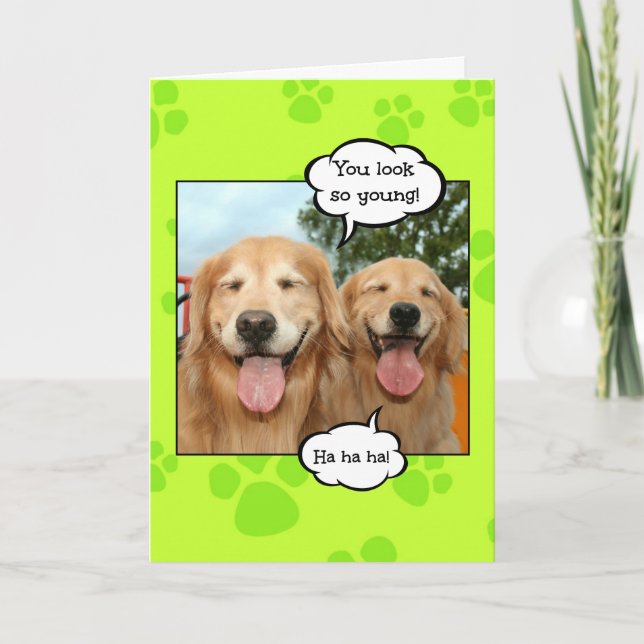 Funny Golden Retriever Golden Oldie Birthday Kort (Framsida)