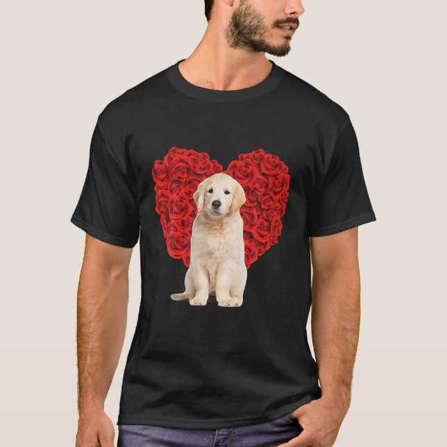 Funny Golden Retriever Heart Valentines Day Dog Da T Shirt (Framsida)