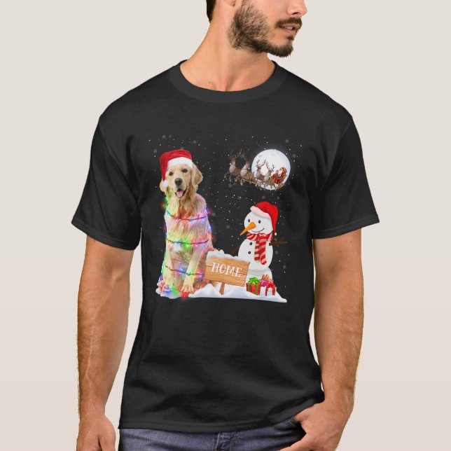 Funny Golden Retriever Hund jul Snögubbe Julafton T Shirt (Framsida)