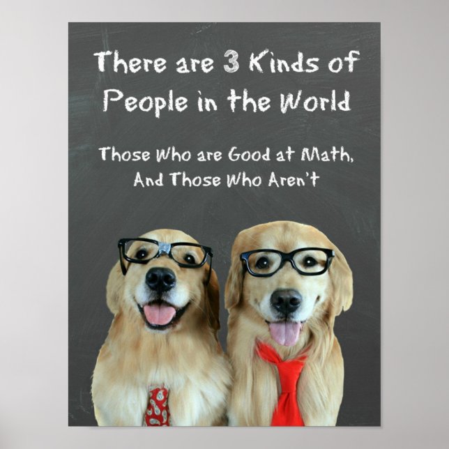 Funny Golden Retriever Math Joke Classroom Poster (Framsidan)