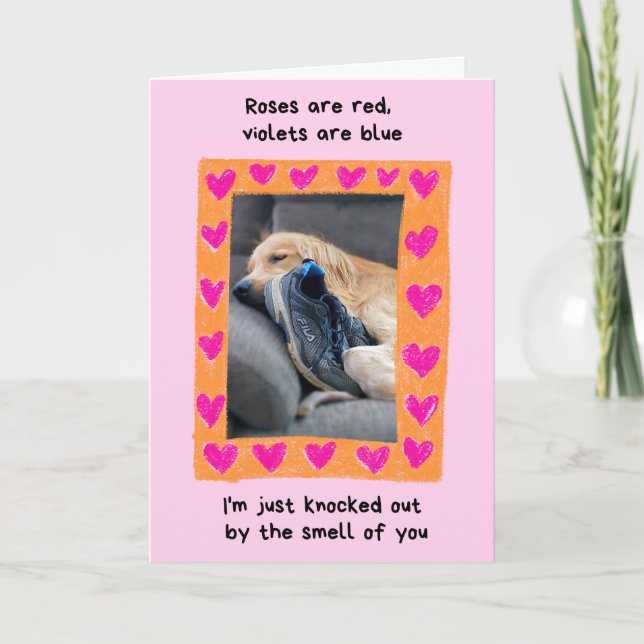 Funny Golden Retriever med Shoe Valentine's Kort (Framsida)