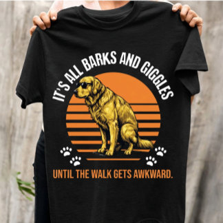 Funny Golden Retriever Retro Sunset Awkward Dog  T Shirt