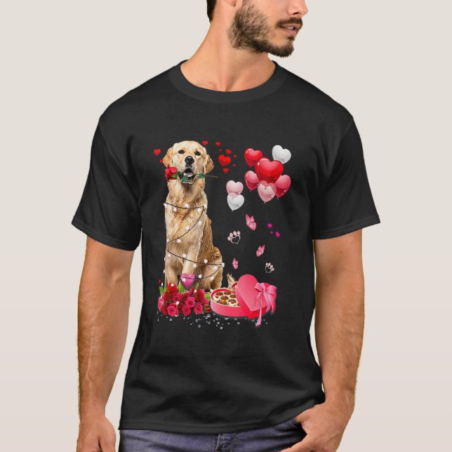 Funny Golden Retriever Ro Heart Lycklig Valentine T Shirt (Framsida)