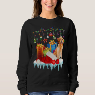 Funny Golden Retriever Santa Hat jul Ljus T Shirt