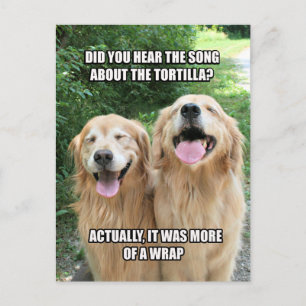 Funny Golden Retriever Tortilla Joke Meme Vykort