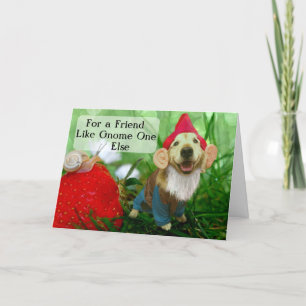 Funny Golden Retriever Vänskap Garden Gnome Kort