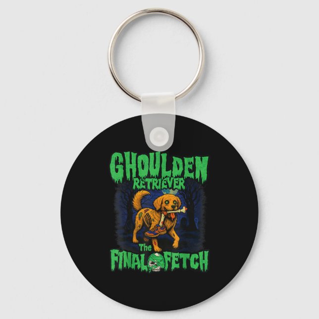 Funny Golden Retriever Zombie Halloween, Soky Ghou Nyckelring (Framsida)