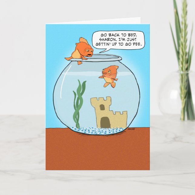 Funny Goldfish Pee Birthday Card Kort (Framsida)
