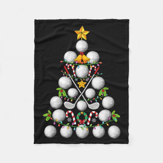 Funny Golf Ball Christmas Tree Christmas Golf Love Fleecefilt (Framsidan)