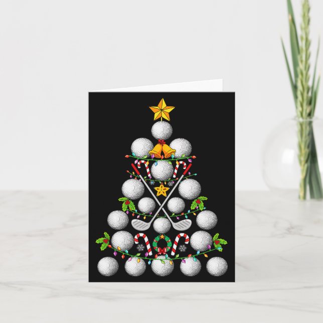 Funny Golf Ball Christmas Tree Christmas Golf Love Kort (Framsida)